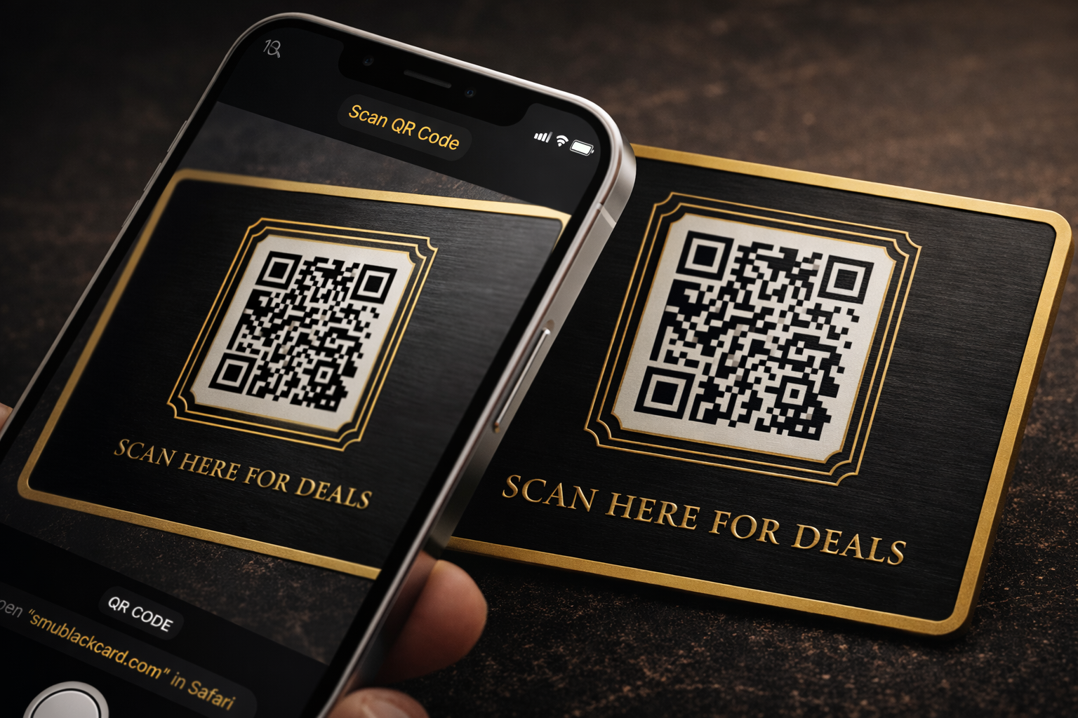 Phone scanning Black Card QR code